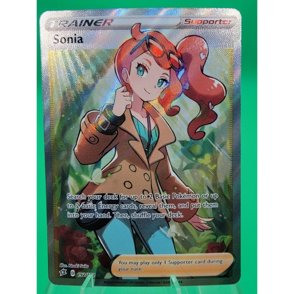 sonia pokemon card value Pokémon TCG Sword & Shield Rebel Clash Full Art Trainer 192/192 NM/M proof acrylic case and featuring a striking image of the captivating character Sonia (Secret) 203/192 - SWSH02